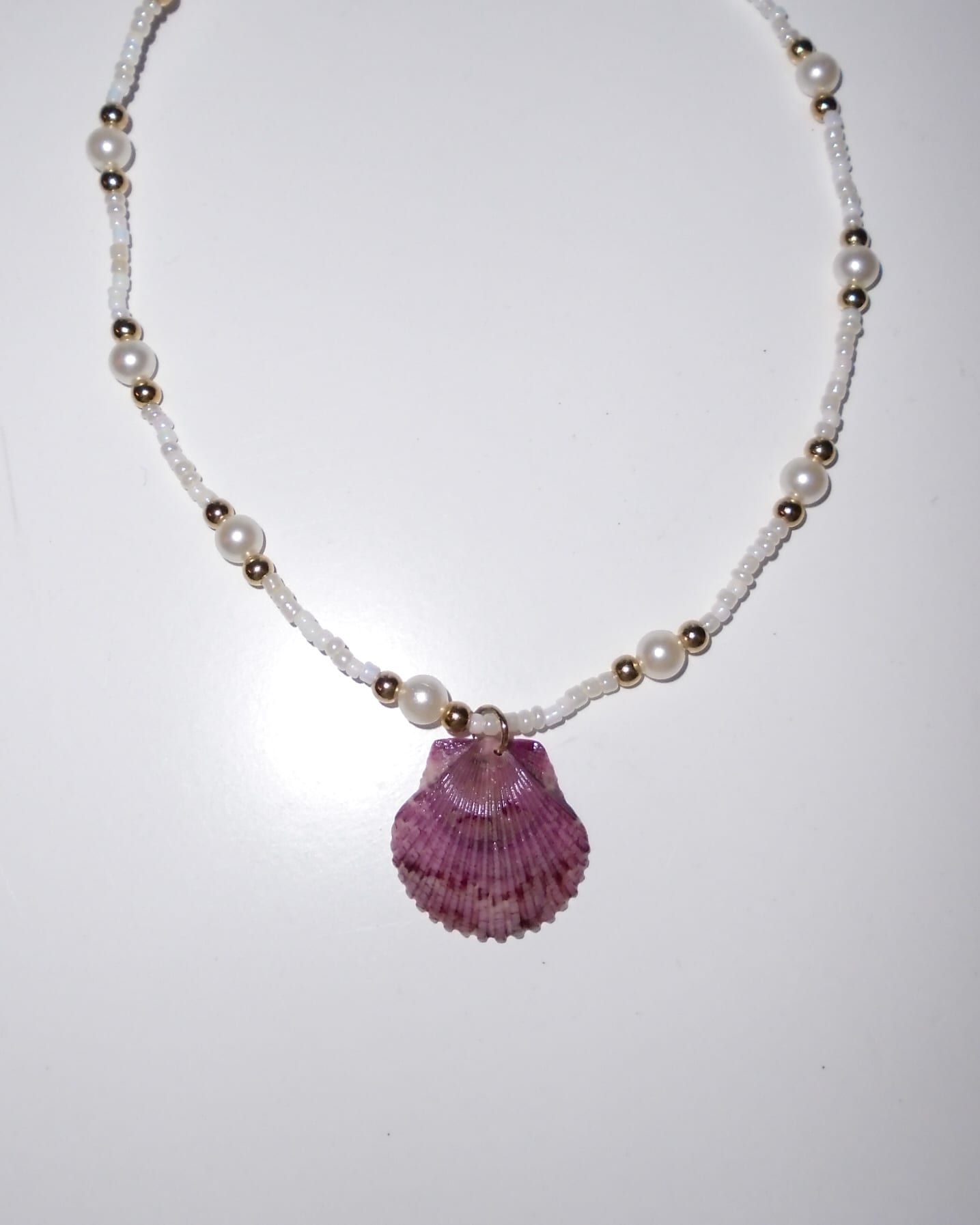 Beaded Painted Lady Shell Necklace