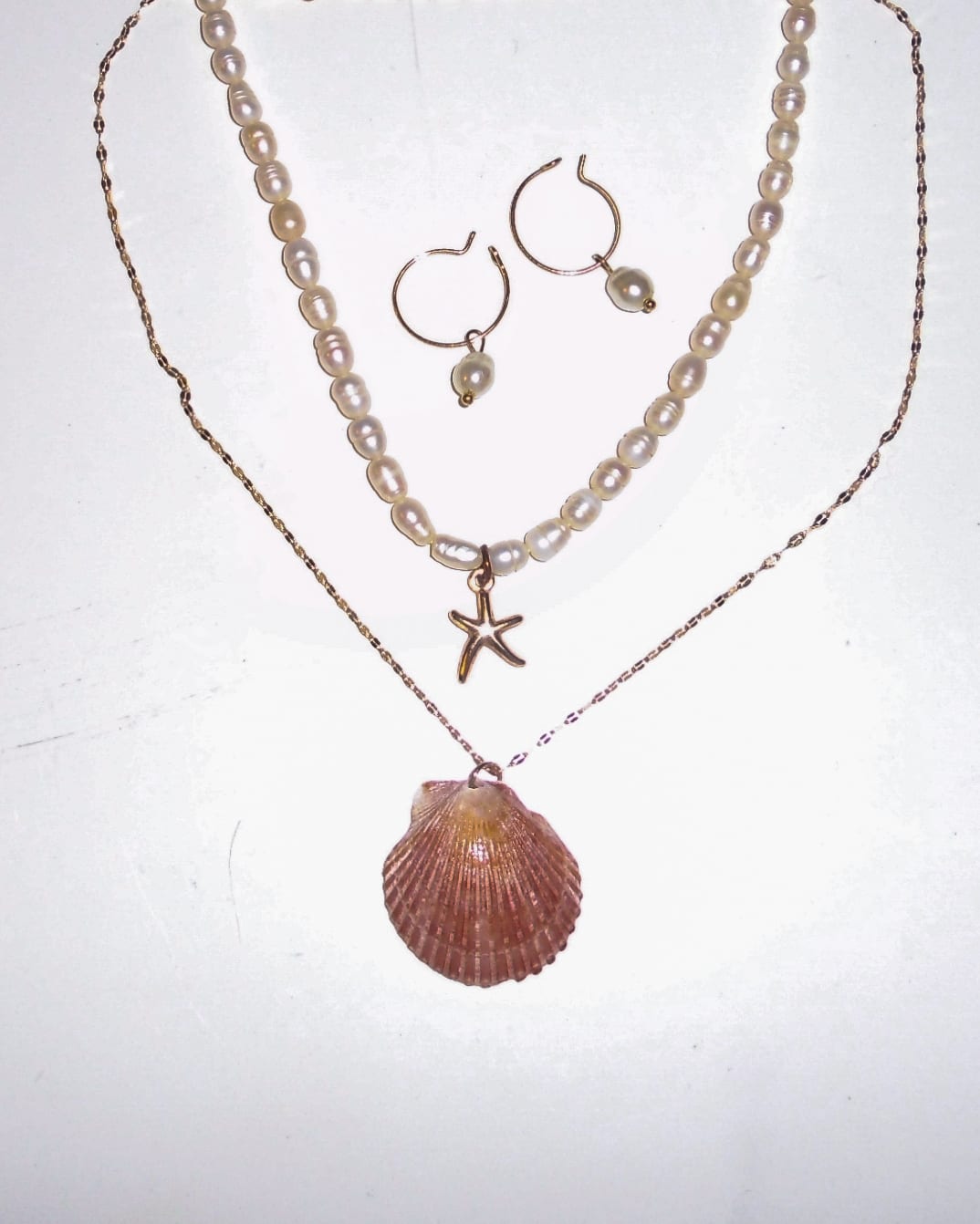 Painted Lady Shell Necklace Stack