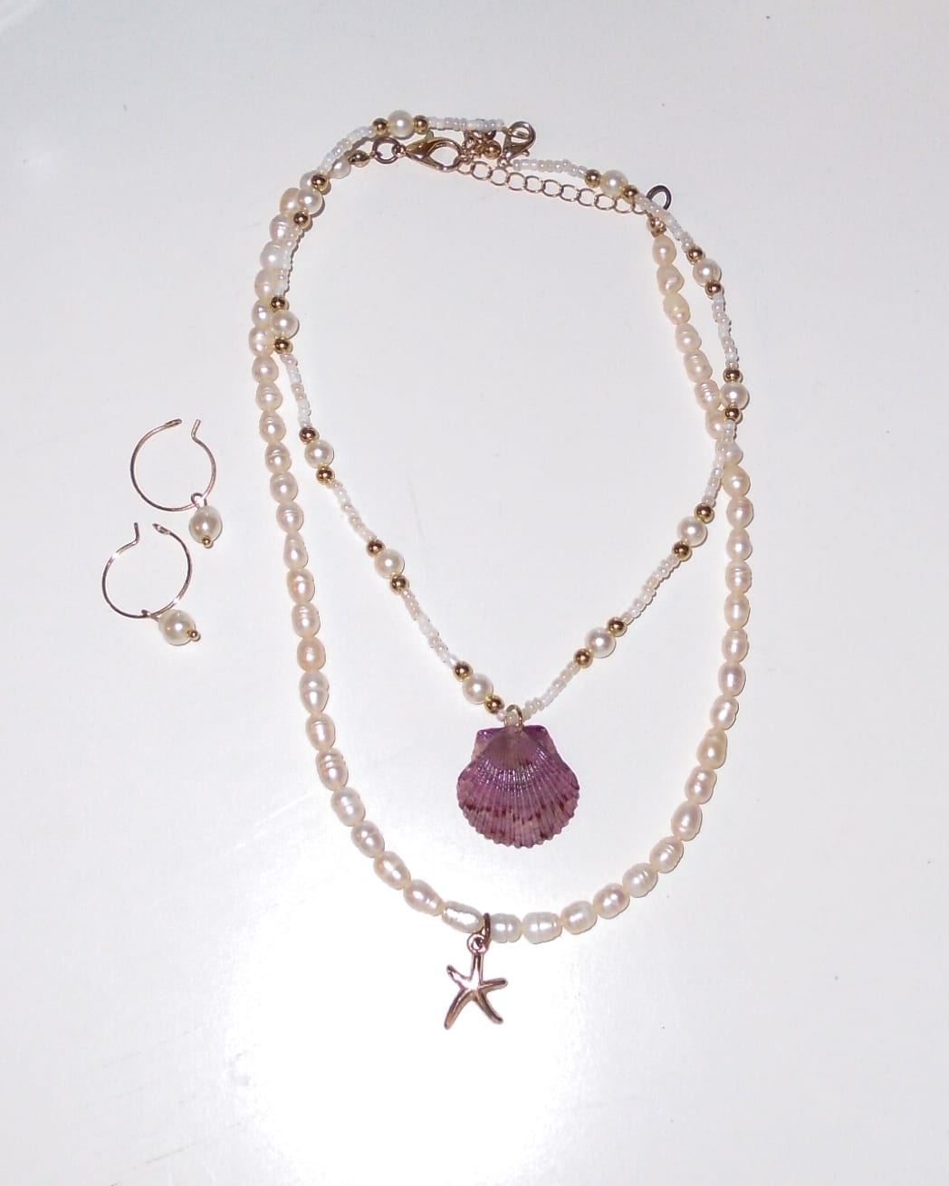 Painted Lady Shell Necklace Stack